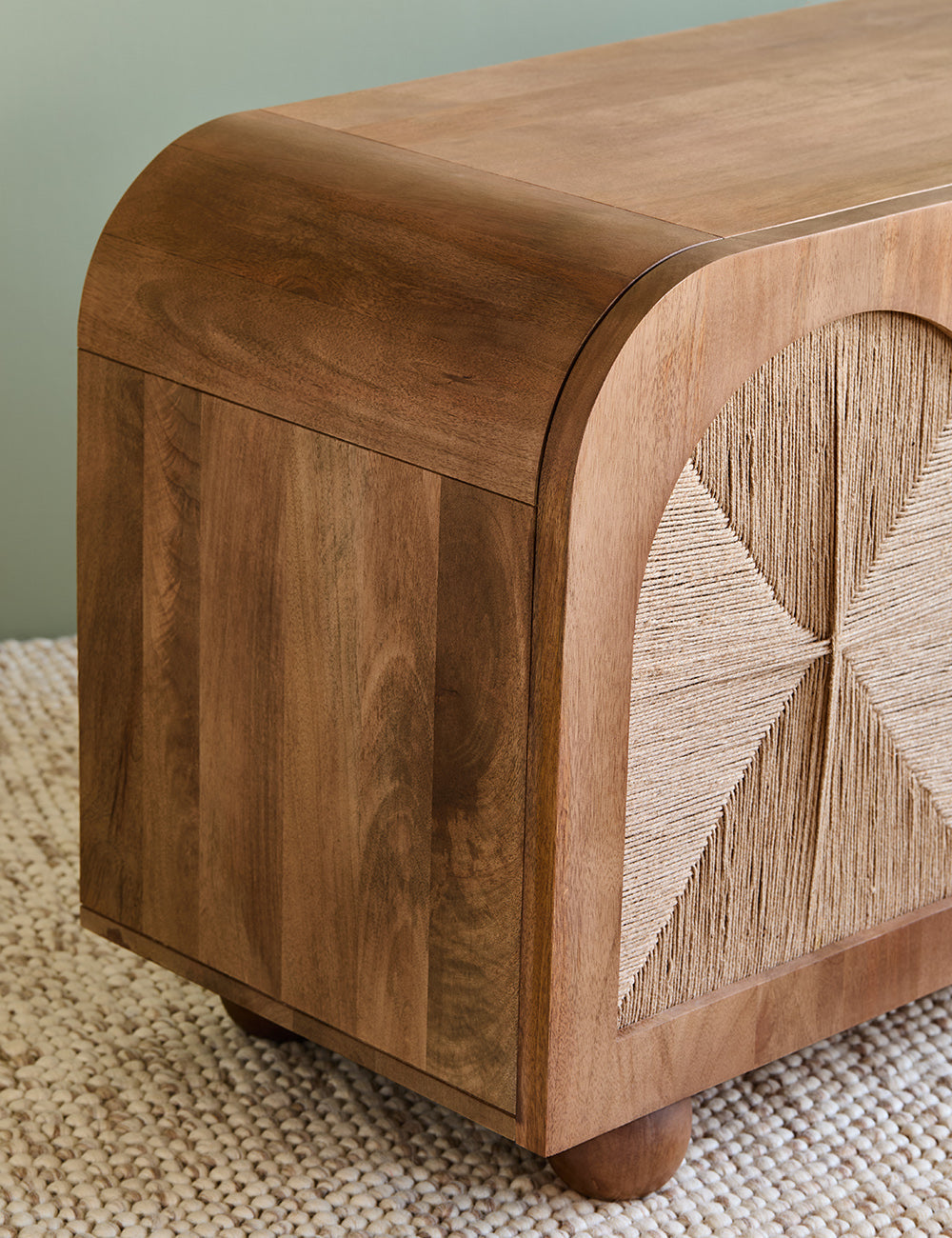 Arcadia Sideboard | Handcrafted Solid Mango Wood Cabinet with Woven Doors | RIVO HOMES
