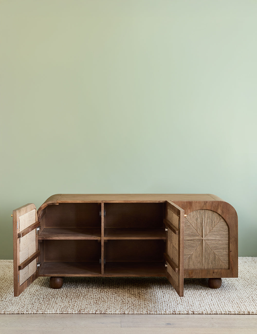 Arcadia Sideboard | Handcrafted Solid Mango Wood Cabinet with Woven Doors | RIVO HOMES