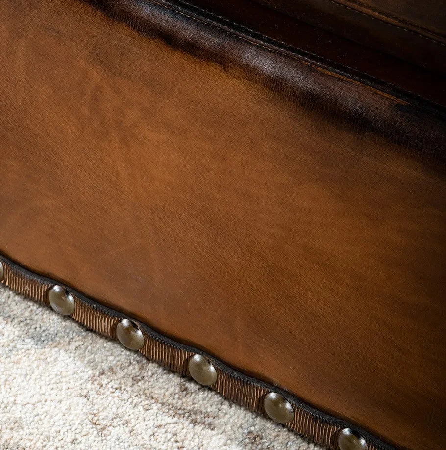 Artisan Vault Brown Leather 3-Seater Sofa – Handcrafted Heritage by RIVO HOMES