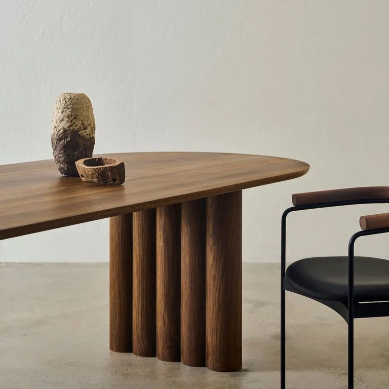 Evoque Classic Oval Solid Wood Dining Table – Brown Finish, 4-Seater by RIVO HOMES