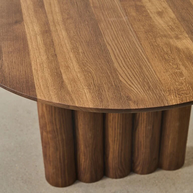 Evoque Classic Oval Solid Wood Dining Table – Brown Finish, 4-Seater by RIVO HOMES