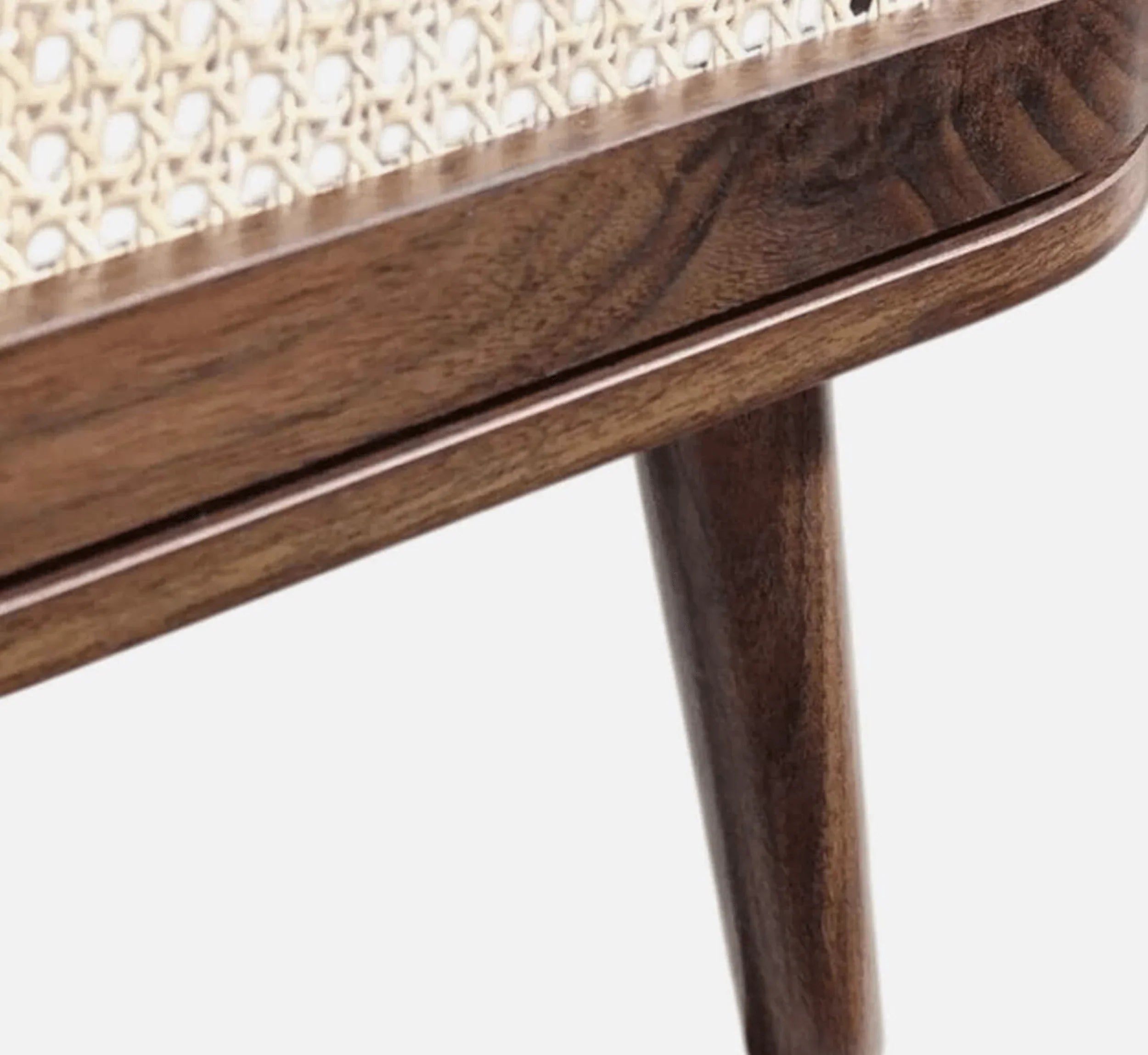 RetraVida Cane & Solid Mango Wood TV Unit – Walnut Finish, Handcrafted Media Console by RIVO HOMES