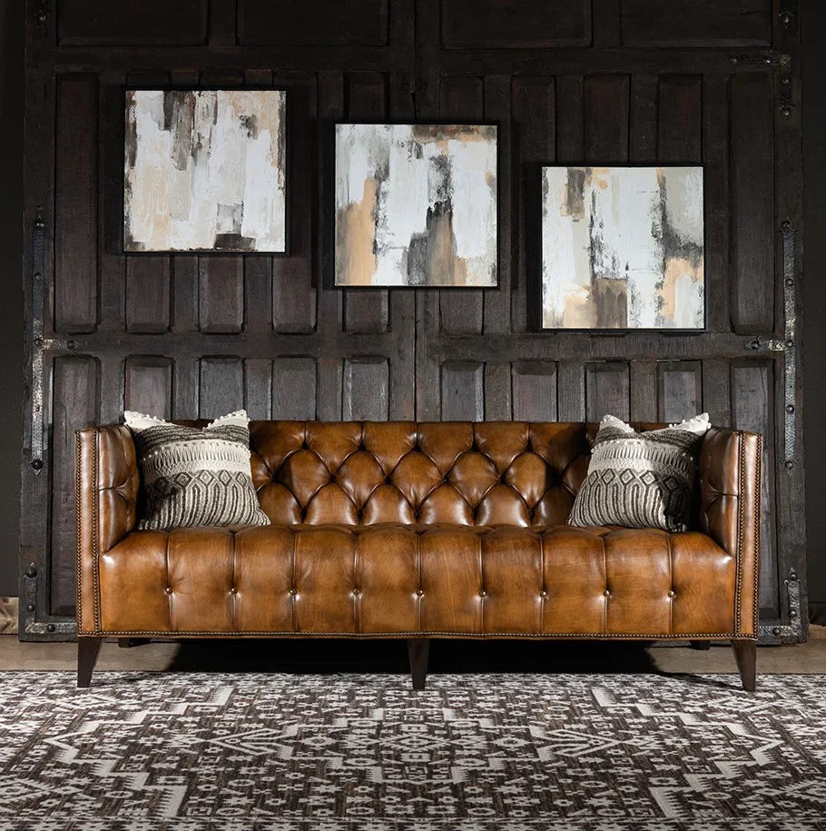 Kingston Tufted Buffalo Leather 3-Seater Sofa – Handcrafted Luxury by RIVO HOMES