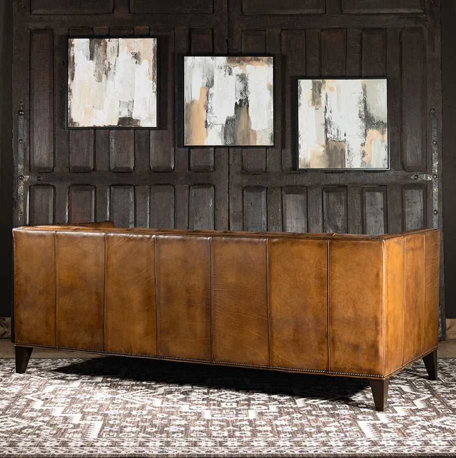 Kingston Tufted Buffalo Leather 3-Seater Sofa – Handcrafted Luxury by RIVO HOMES