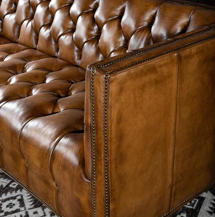 Kingston Tufted Buffalo Leather 3-Seater Sofa – Handcrafted Luxury by RIVO HOMES