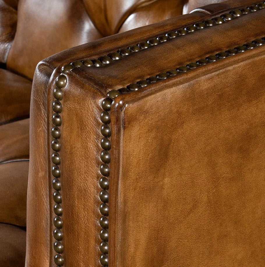 Kingston Tufted Buffalo Leather 3-Seater Sofa – Handcrafted Luxury by RIVO HOMES