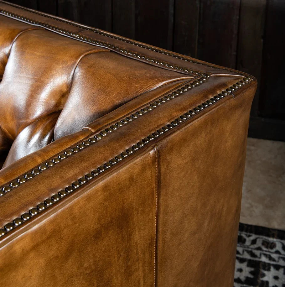 Kingston Tufted Buffalo Leather 3-Seater Sofa – Handcrafted Luxury by RIVO HOMES