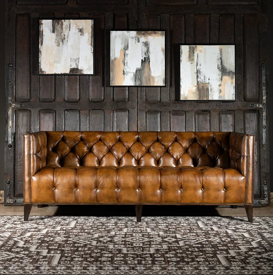 Kingston Tufted Buffalo Leather 3-Seater Sofa – Handcrafted Luxury by RIVO HOMES