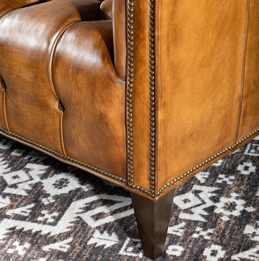 Kingston Tufted Buffalo Leather 3-Seater Sofa – Handcrafted Luxury by RIVO HOMES