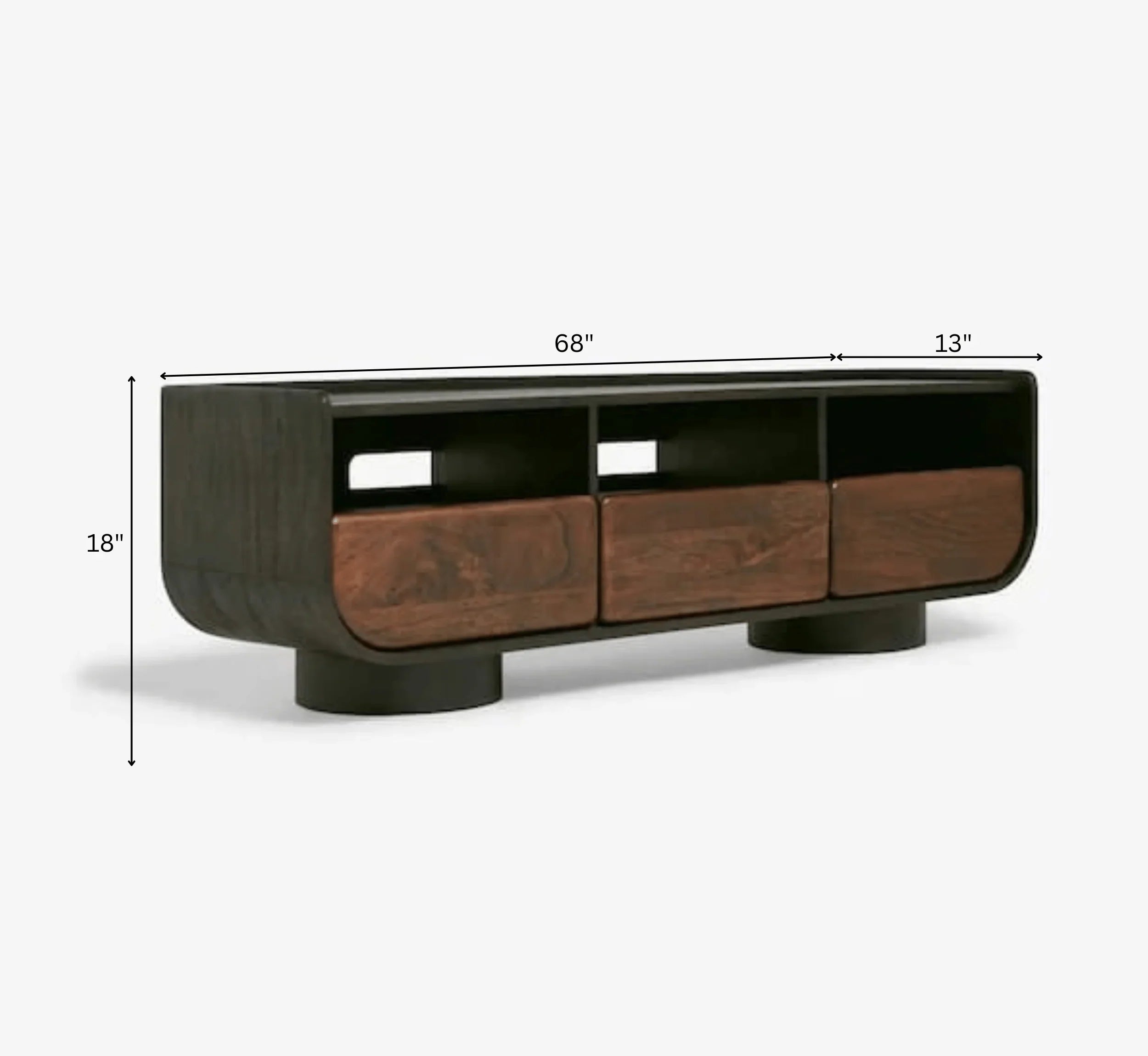 NoirModern Black-Walnut Solid Mango Wood TV Console – Handcrafted Entertainment Unit by RIVO HOMES