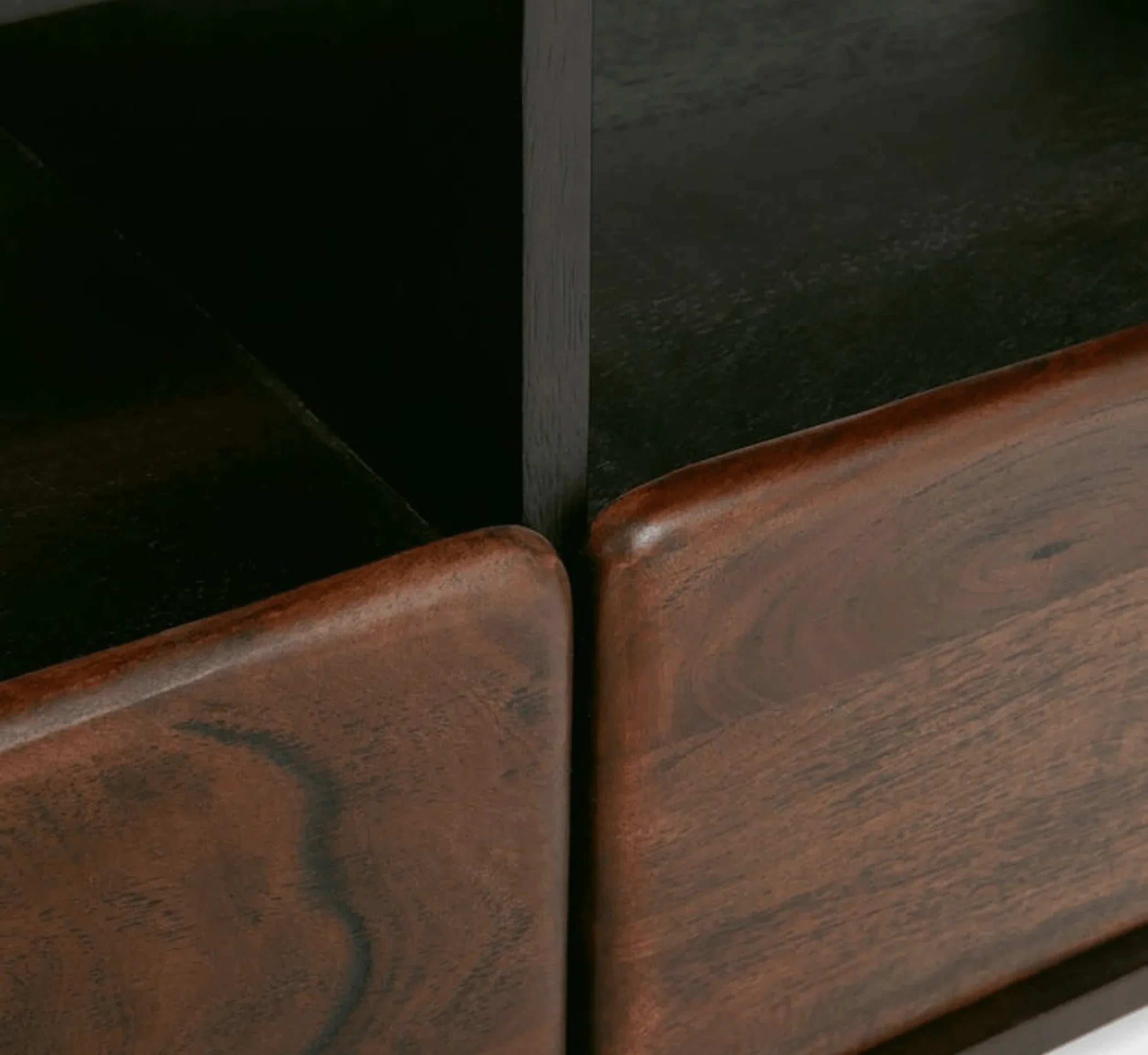 NoirModern Black-Walnut Solid Mango Wood TV Console – Handcrafted Entertainment Unit by RIVO HOMES