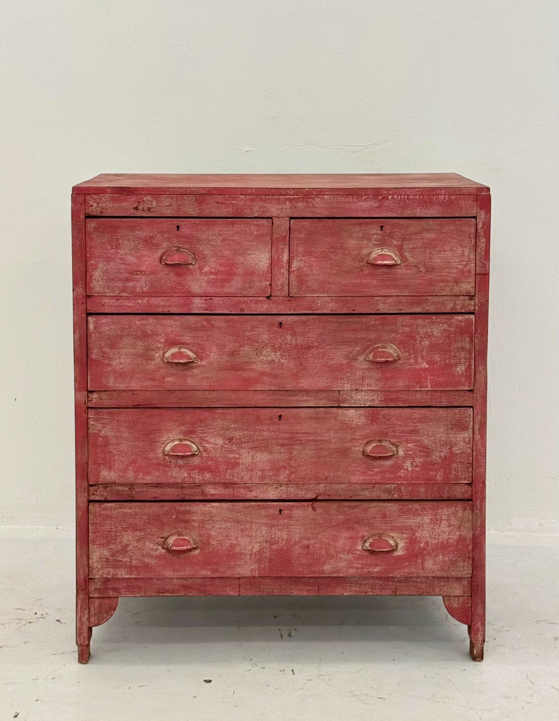Crimson Wooden Storage Chest – Pink Storage Chest with 5 Drawers W90 x D44 x H90 cm