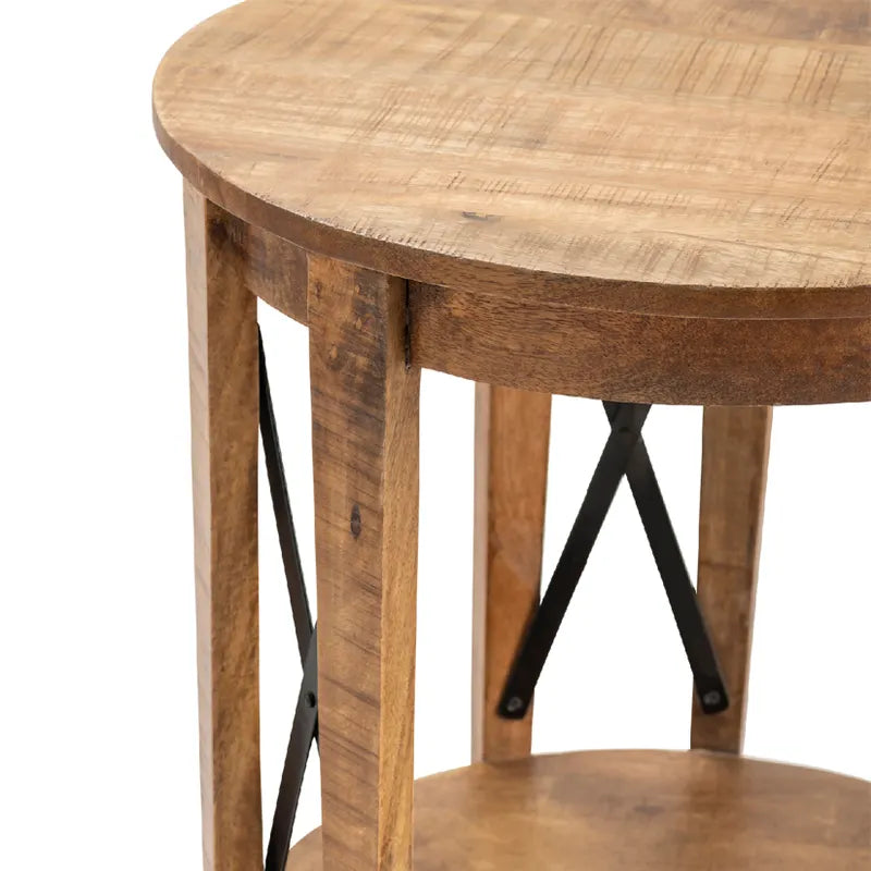 Metal wood frame end table