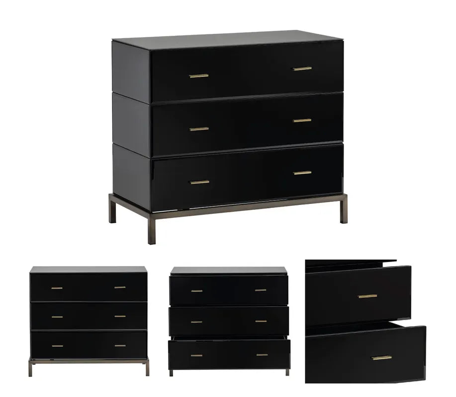 Modern black glass chest