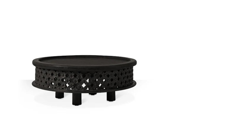 Solid mango wood carved coffee table