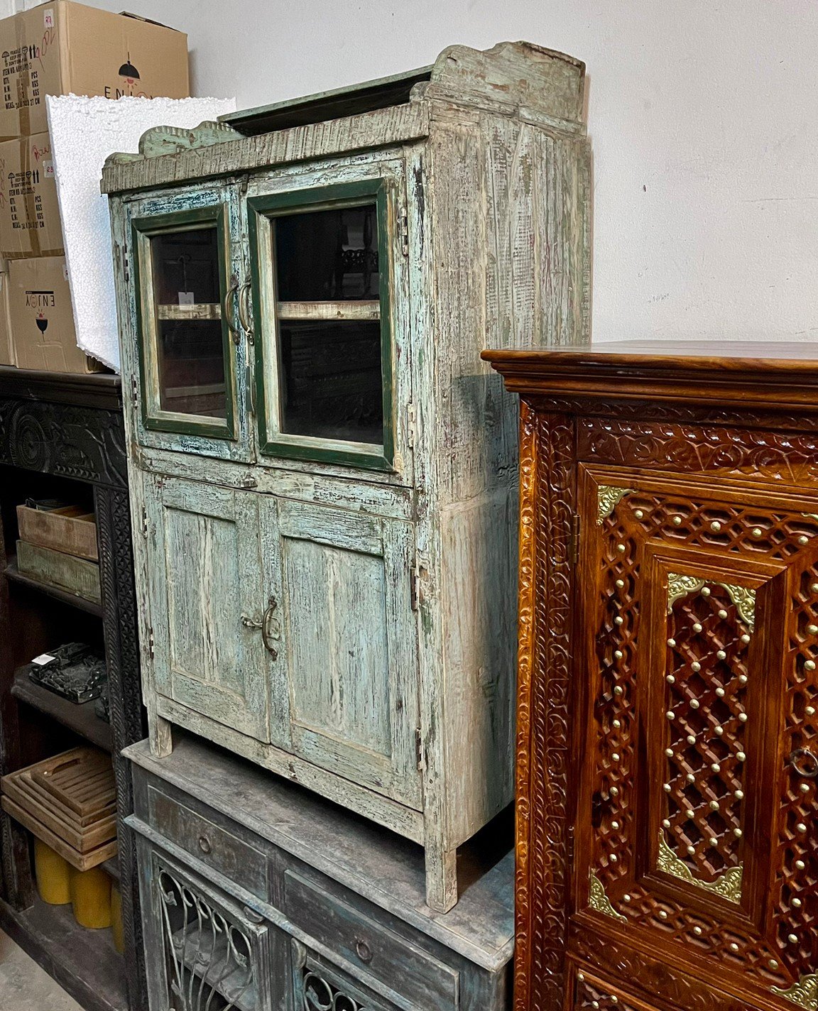 Wooden glass Storage cabinets
