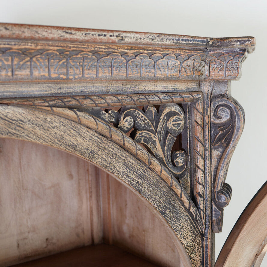 Royal Arched Mango Wood Sideboard - Handcrafted 211cm Tall Solid Wood Glass Display Cabinet
