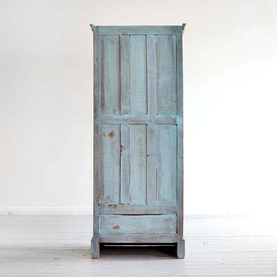 Mehendi Art Painted Mango Wood Cabinet - Handcrafted 182cm Multicolor Solid Wood Wardrobe