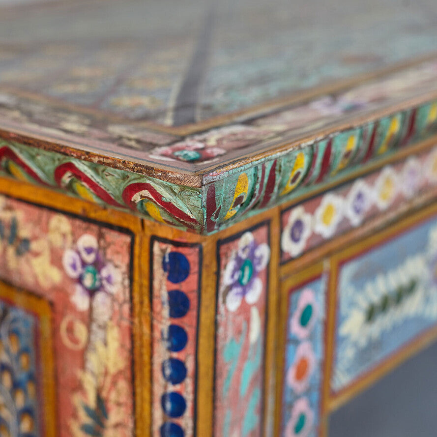 Mehendi Art Painted Wardrobe - Handcrafted 200cm Multicolor Solid Mango Wood Armoire (Copy)