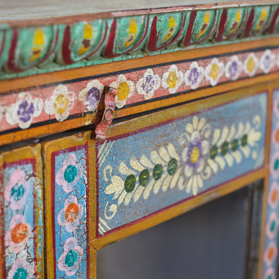 Mehendi Art Painted Wardrobe - Handcrafted 200cm Multicolor Solid Mango Wood Armoire (Copy)