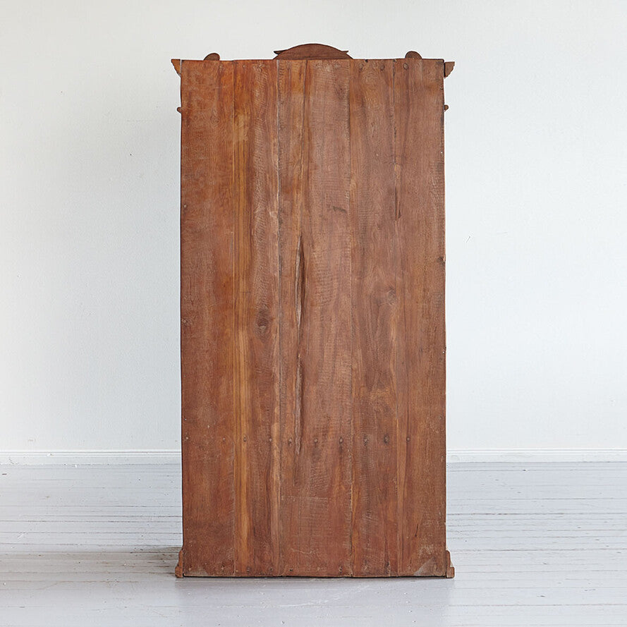 Hand-Carved Mango Wood Cabinet with Mirror - Handcrafted 188cm Solid Wood Wardrobe