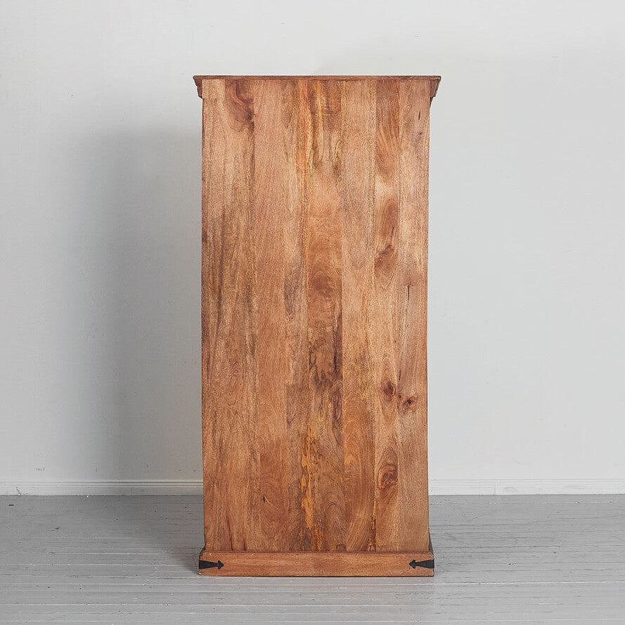 Traditional Painted Mango Wood Cabinet - Handcrafted 180cm Multicolor Indian Wardrobe