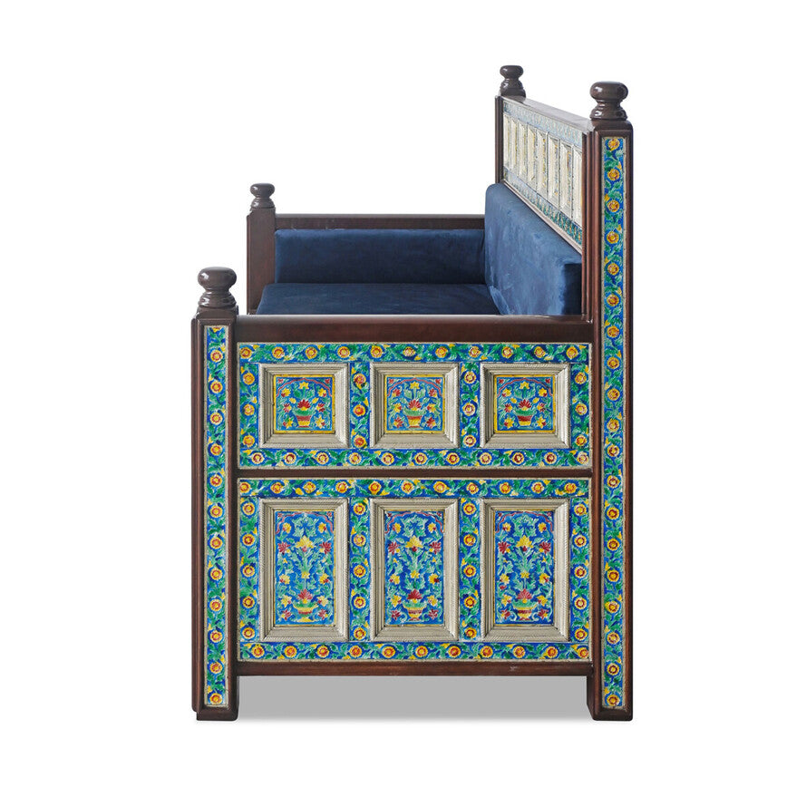 Decorative crib with floral patterns on a white background