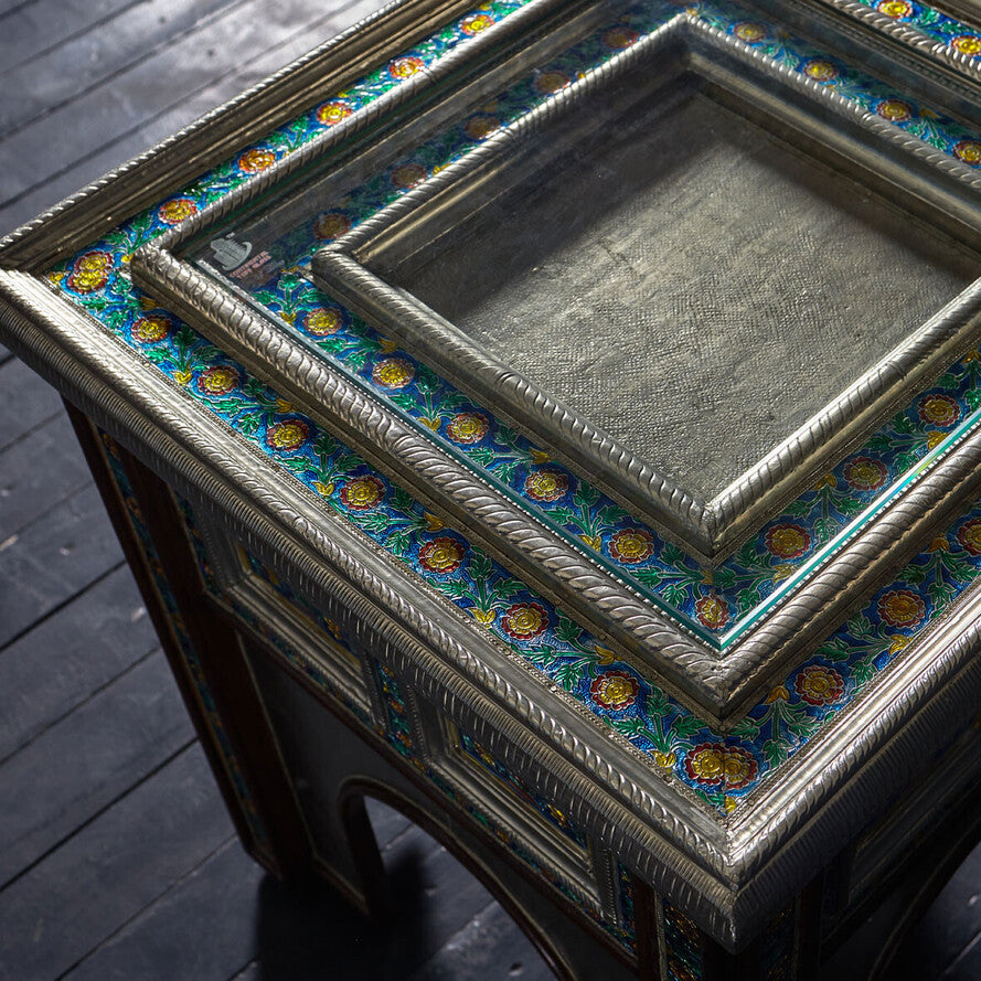 The Jodhpur Jewel Side Table | Handcrafted Mango Wood & Metal Accent Table | 54x54x61 cm