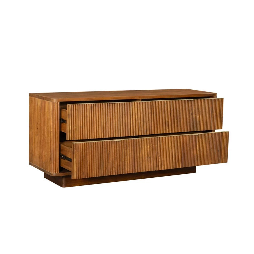 Art Nouveau Acacia Wood Chest of Drawers LT-105342 | Life is Beautiful Collection | Solid Wood Wide Dresser | Gray Bedroom Storage 165x75x50cm