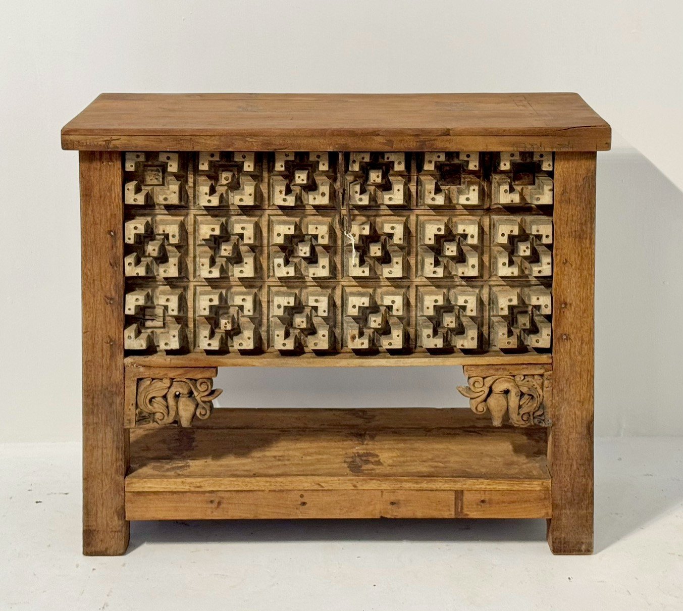 Altar Rustic Carved Console Table – Designer Carved Console Table with Hidden Storage W110 x D40 x H90 cm - RIVO HOMES