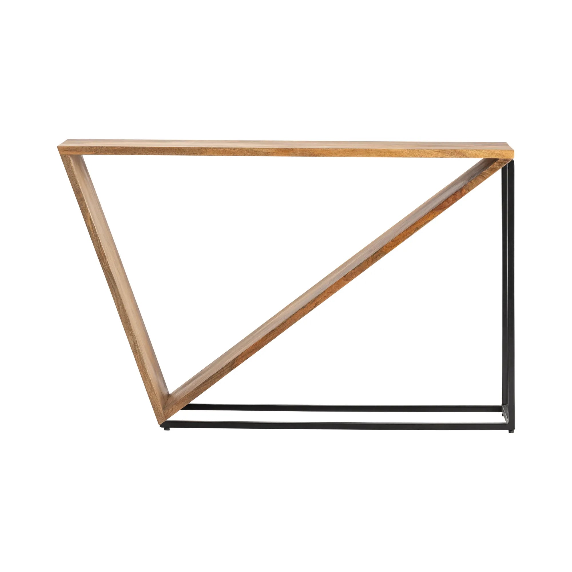 angled wood metal console