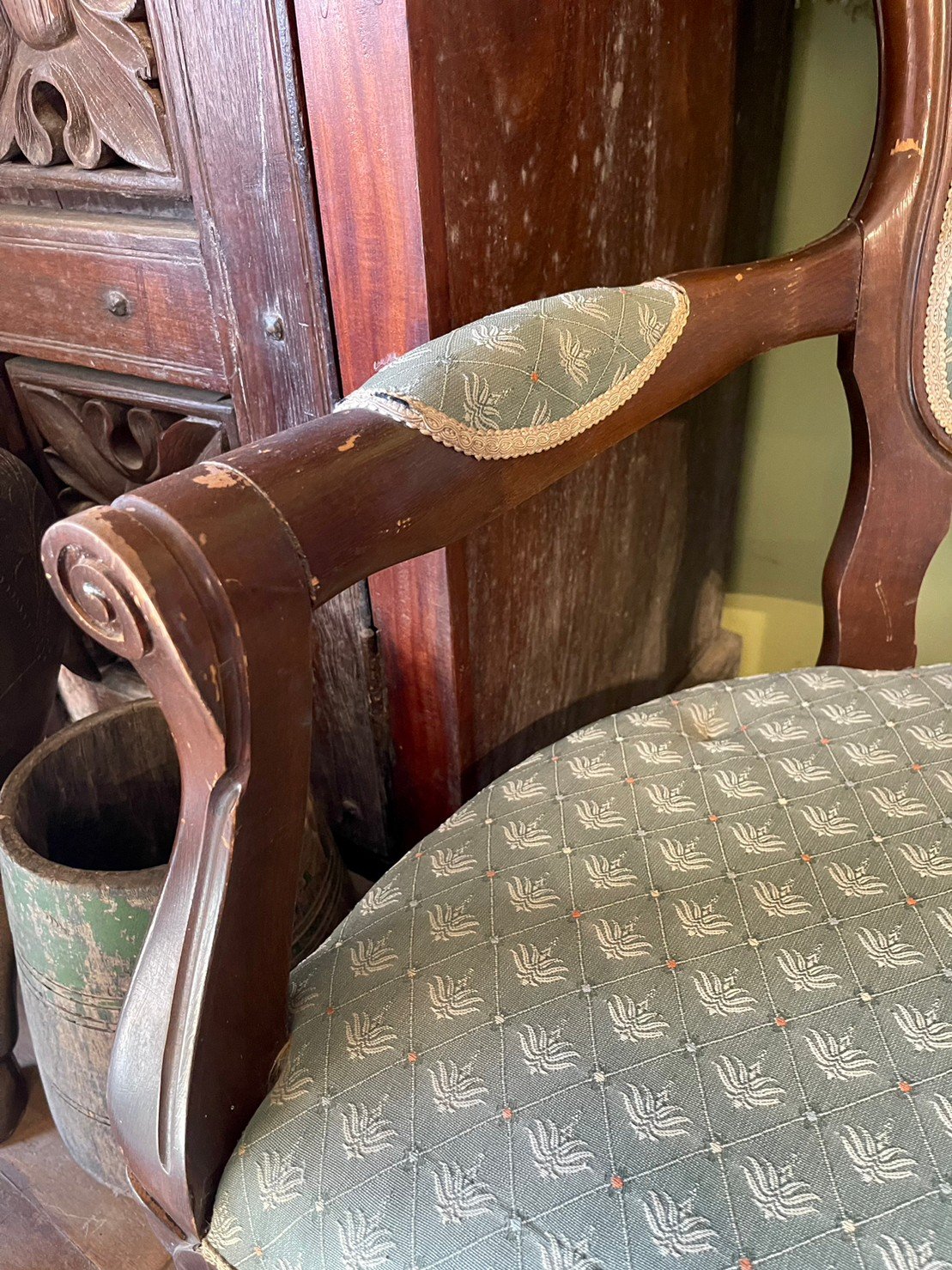 Antiquarian Floral Wooden Chair – Luxury Wooden Chairs with Classic European Design W62 x D45 x H100 cm - RIVO HOMES
