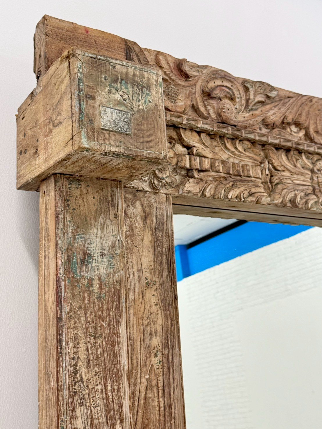 Antique Wooden Frame Mirror – Large Antique Style Mirror with Pillar Frame W177 x D24 x H224 cm - RIVO HOMES