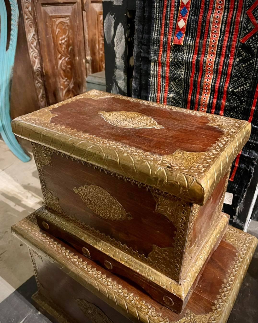antique brass jewelry chest
