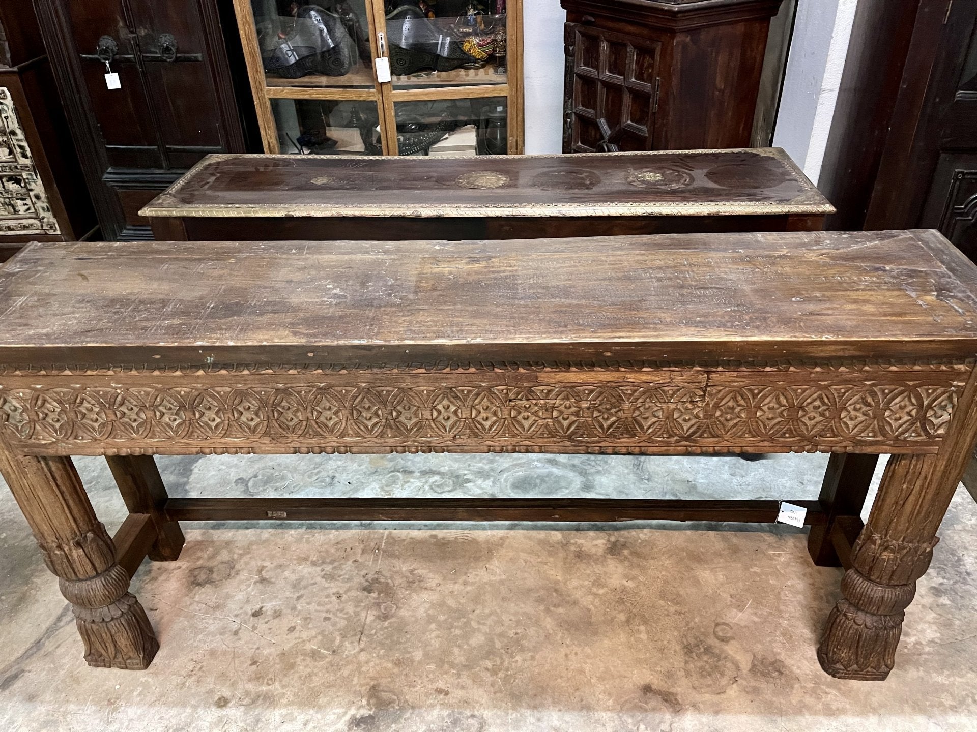 Artisanal Carved Console Table – Carved Wooden Console W172 x D38 x H83 cm. - RIVO HOMES