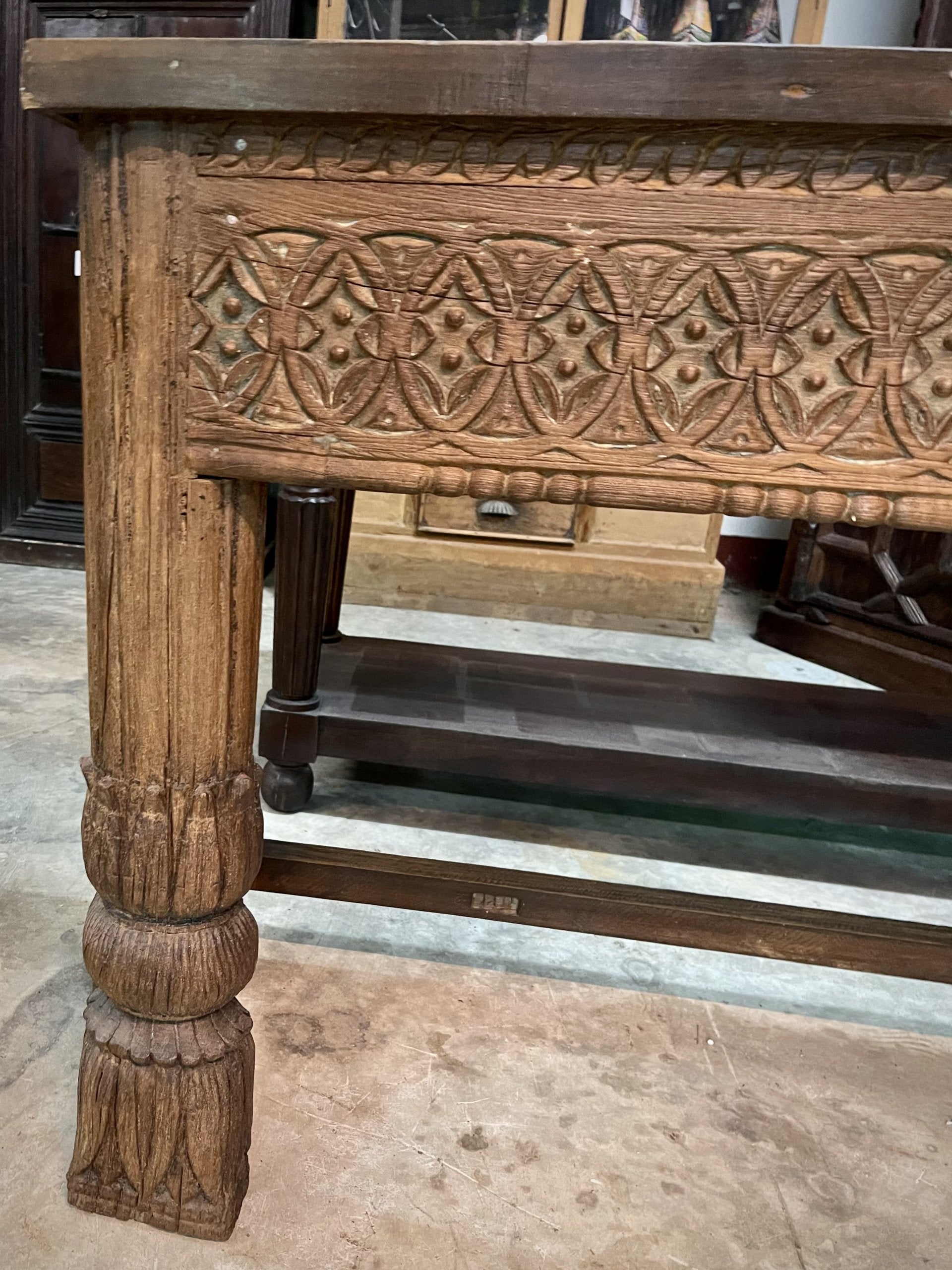 Artisanal Carved Console Table – Carved Wooden Console W172 x D38 x H83 cm. - RIVO HOMES
