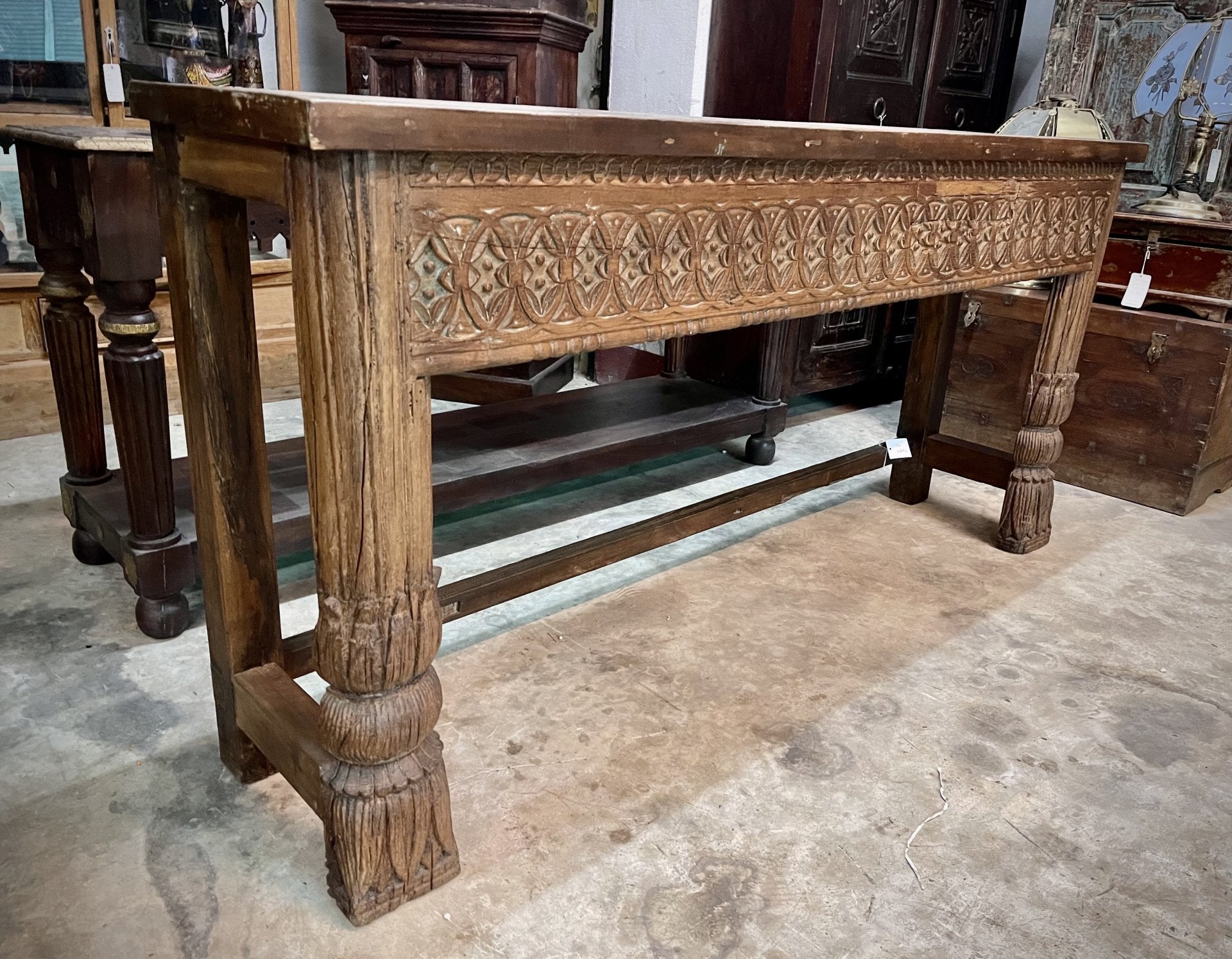Artisanal Carved Console Table – Carved Wooden Console W172 x D38 x H83 cm. - RIVO HOMES