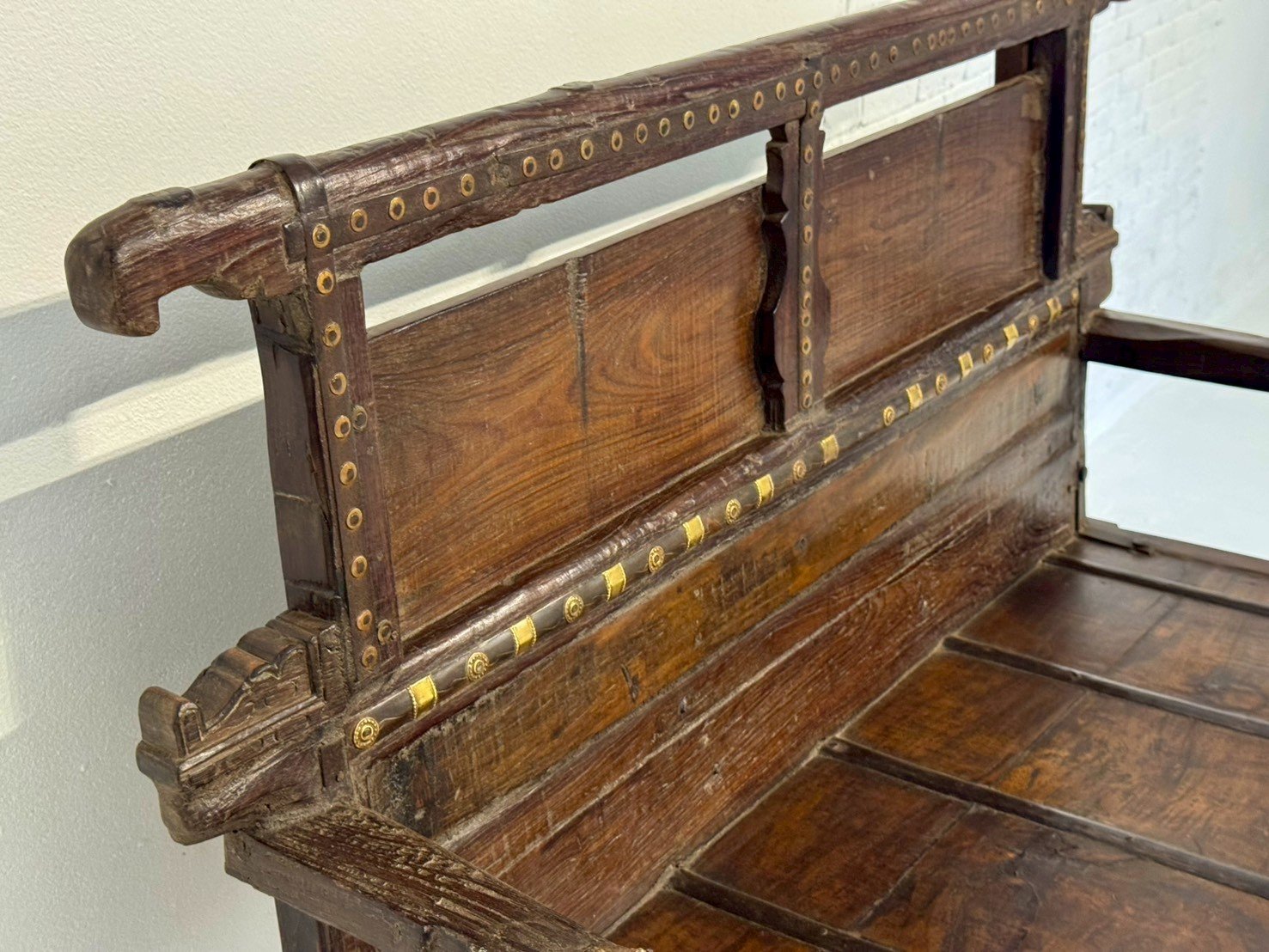 backrest wooden bench