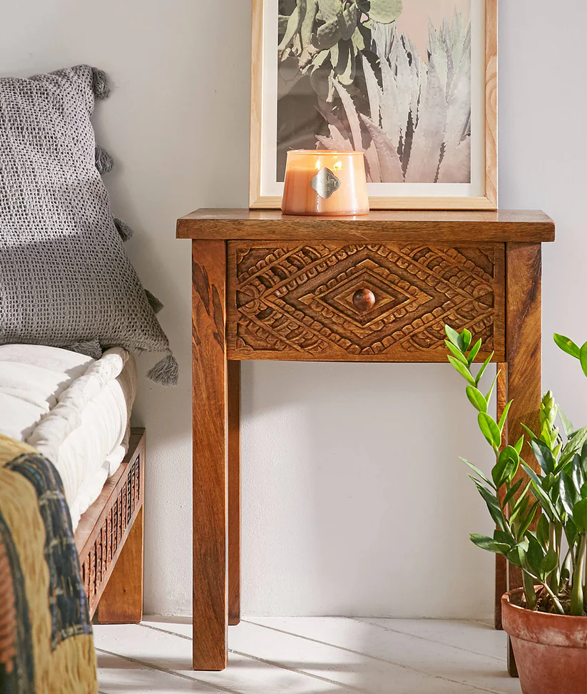 bedside hand carved tables