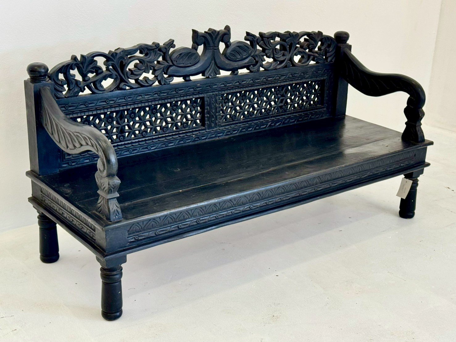 black wooden bench
