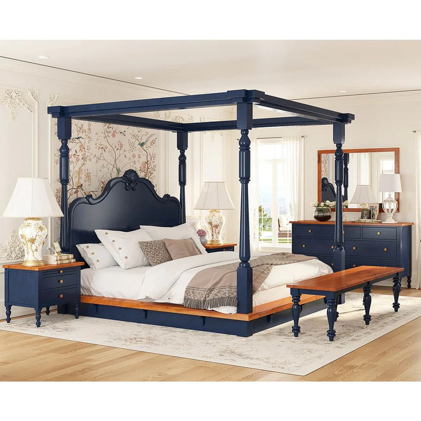 blue  canopy bed