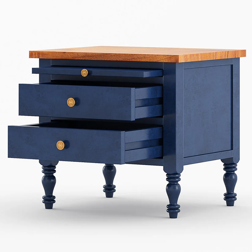 blue sheesham wood bedside