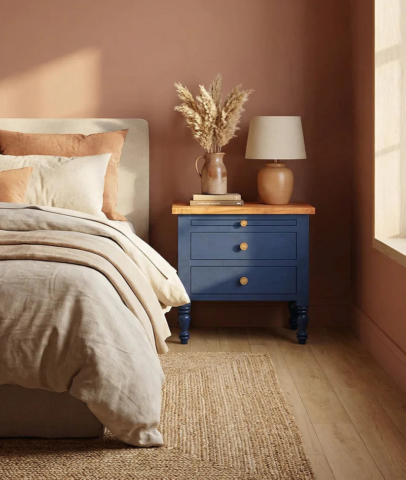 blue true tone bedside table