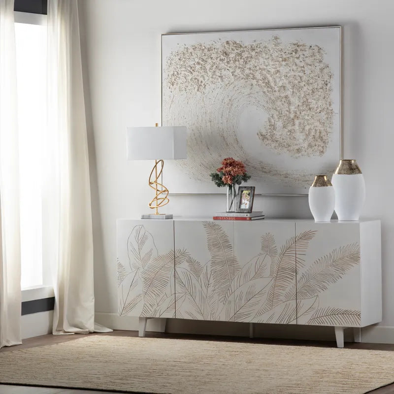 botanical palm frond cabinet