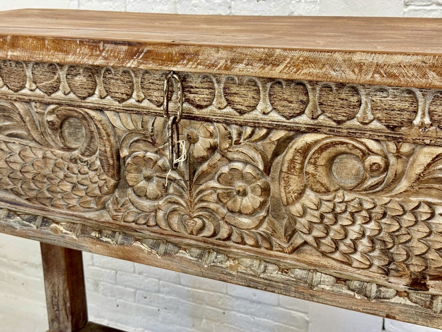 Box Storage Console Table – Rustic Console Table Storage with Open Shelf W123 x D40 x H91 cm - RIVO HOMES