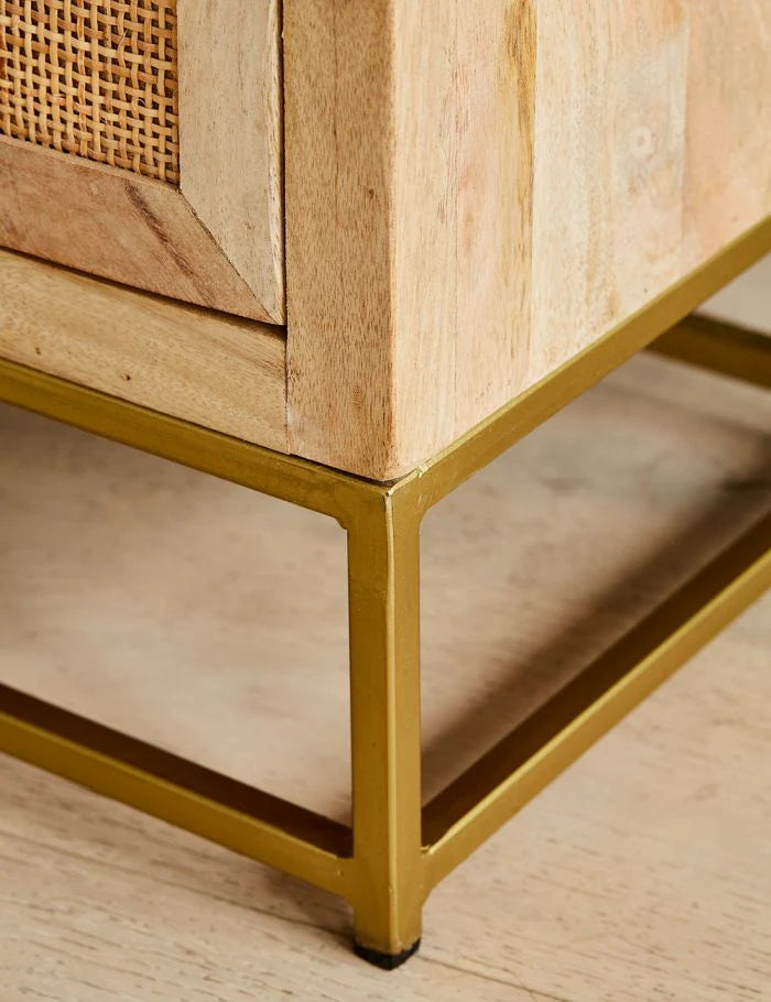 brass-effect drawer table