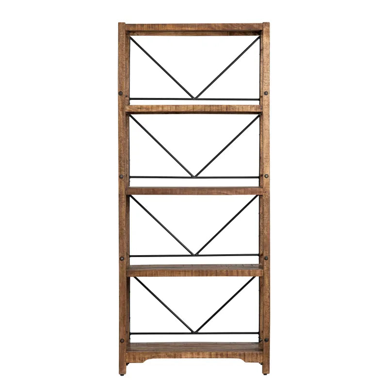 brown stained mango wood shelving