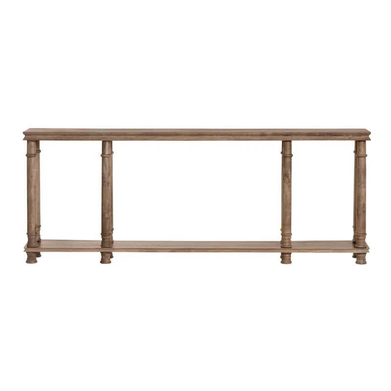 brown stained narrow console