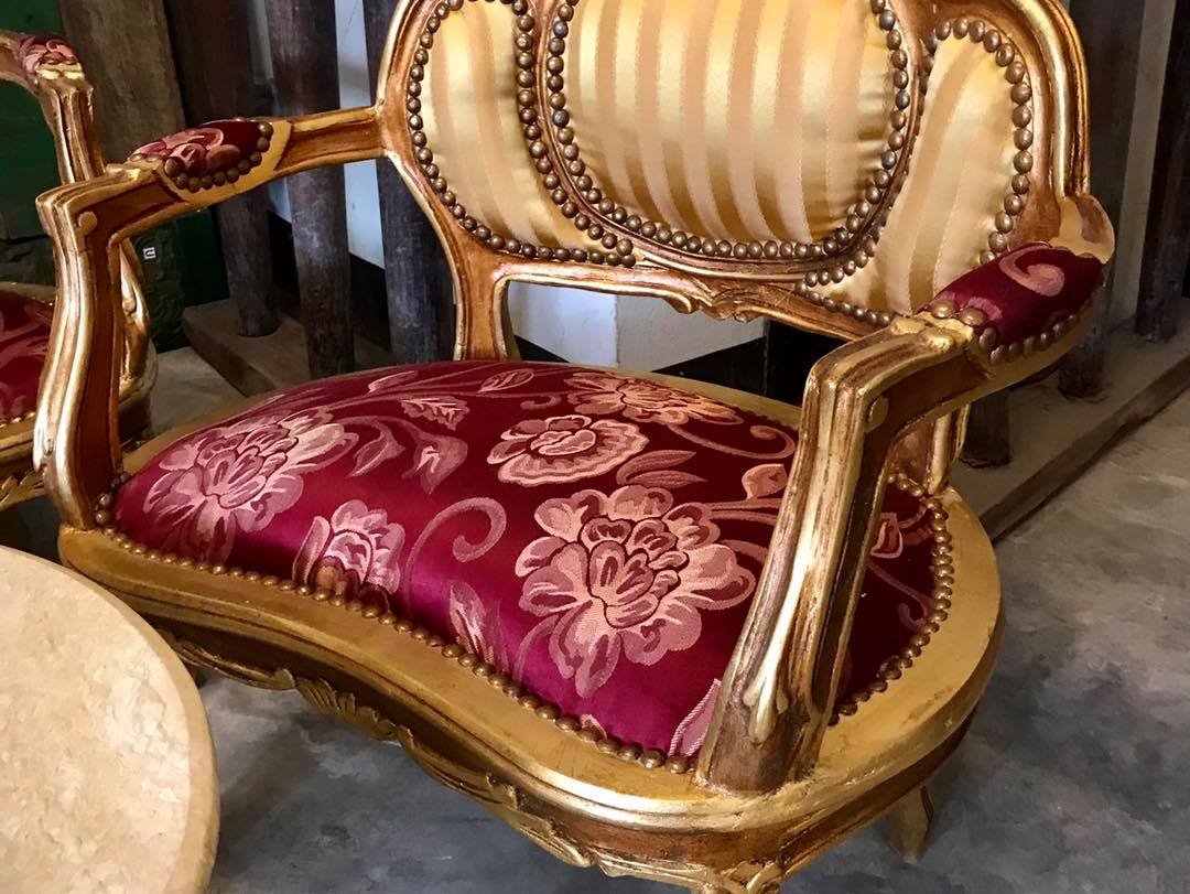  burgundy French sofa