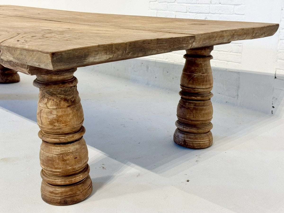 Carved Legs Coffee Table – Rustic Wood Coffee Table with Carved Legs W191 x D90 x H44 cm - RIVO HOMES
